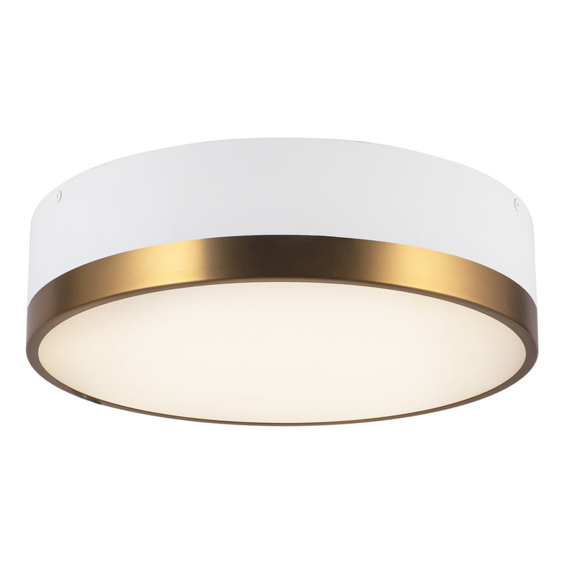Alora Mood Brisbane 16in 3-Light Flush Mount | Modern Aged Gold/White Metal and Frosted Glass | Bedroom & Hallway Ceiling Light | Model FM556216AGWH