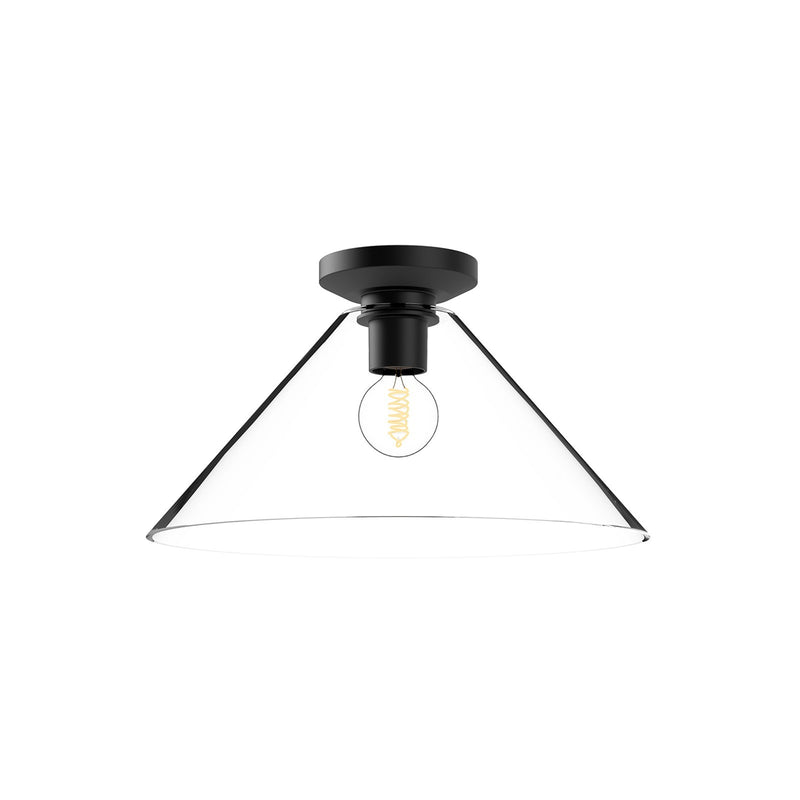 Kuzco Salem 14in 1-Light Flush Mount | Crystal Matte Black and Clear Glass | Entryway & Hallway Ceiling Light | 8 x 14.12 in | Model FM570314MBCL