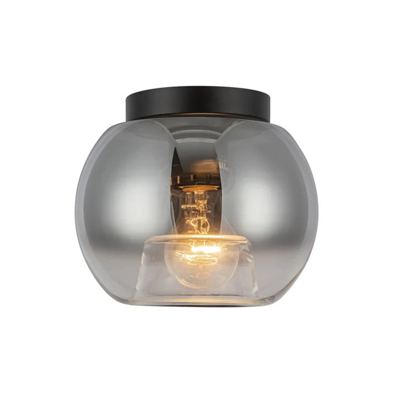 Kuzco Samar 8in 1-Light Flush Mount | Black Steel and Smoked/Copper Glass | Entryway & Hallway | 6 x 7.5 in | Model FM57508-BK-SM