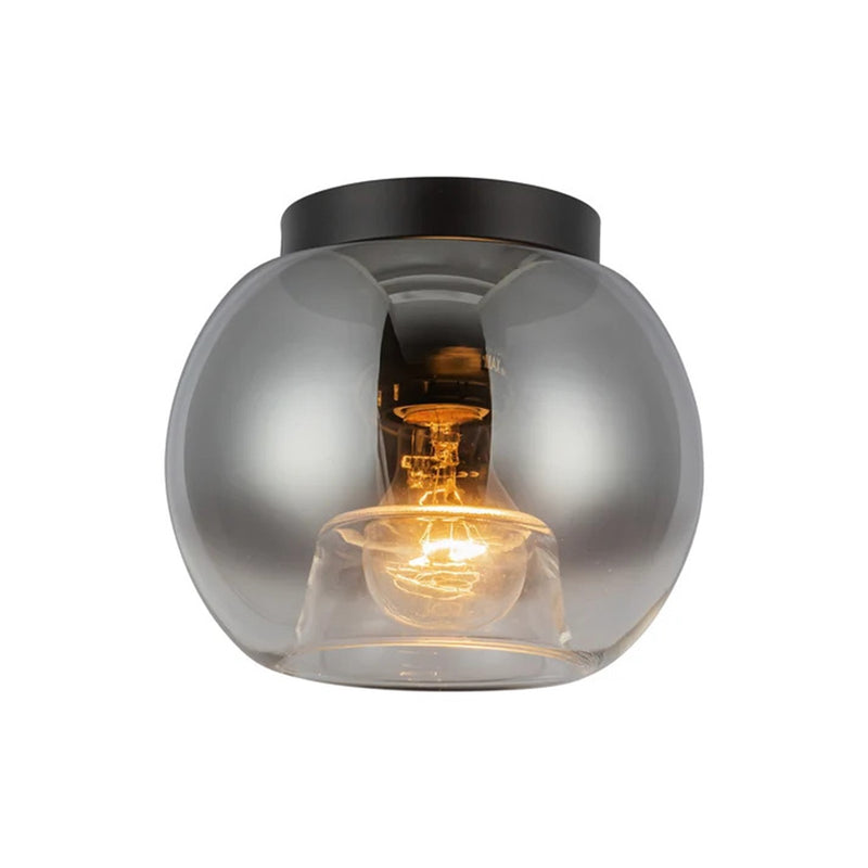 Kuzco Samar 8in 1-Light Flush Mount | Black Steel and Smoked/Copper Glass | Entryway & Hallway | 6 x 7.5 in | Model FM57508-BK-SM
