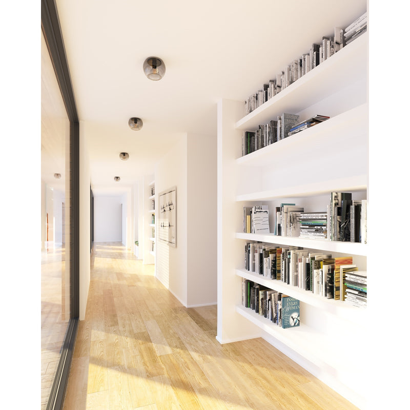 Kuzco Samar 8in 1-Light Flush Mount | Black Steel and Smoked/Copper Glass | Entryway & Hallway | 6 x 7.5 in | Model FM57508-BK-SM