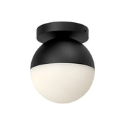 Kuzco Monae 6in 1-Light Flush Mount | Retro Black Steel and Opal Glass | Bedroom & Hallway Ceiling Light | 60W Incandescent | Model FM58306-BK-OP