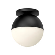 Kuzco Monae 10in 1-Light Flush Mount | Retro Black Steel and Opal Glass | Bedroom & Hallway Ceiling Light | 10.75 x 9.88 in | Model FM58310-BK-OP