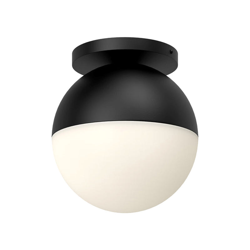 Kuzco Monae 10in 1-Light Flush Mount | Retro Black Steel and Opal Glass | Bedroom & Hallway Ceiling Light | 10.75 x 9.88 in | Model FM58310-BK-OP