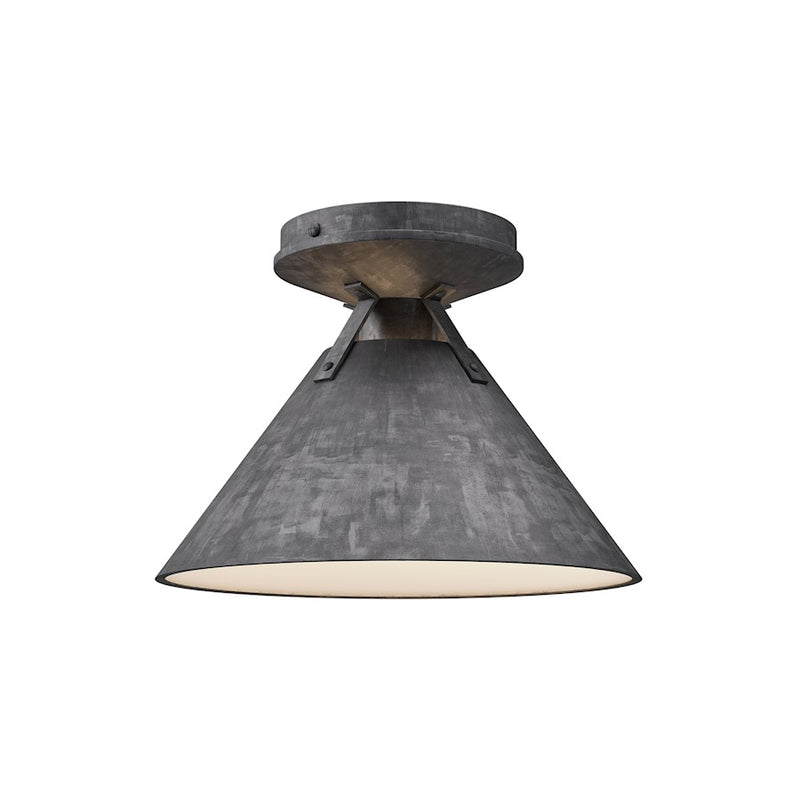 Alora Mood Archer 1-Light 7in Flush Mount | Rustic Cottage Steel Shade | Entryway & Hallway Ceiling Light | 8 x 1 x 7 in | Model FM584507SL