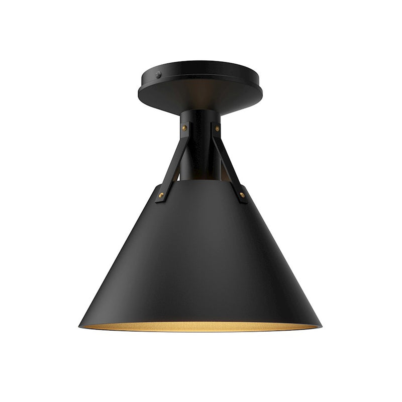 Kuzco Archer 10in 1-Light Flush Mount | Industrial Matte Black Metal | Hallway & Bedroom Ceiling Light | 60W E26 Bulb | Model FM584811MB