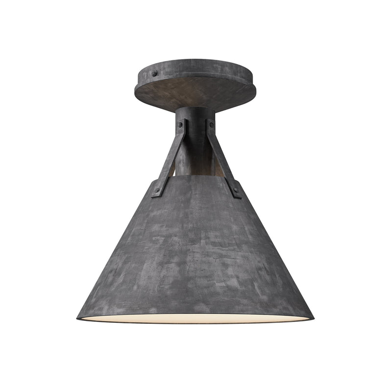 Kuzco Archer 10in 1-Light Flush Mount | Rustic Cottage Steel Shade | Bedroom & Hallway Ceiling Light | 60W E26 Socket | Model FM584811SL