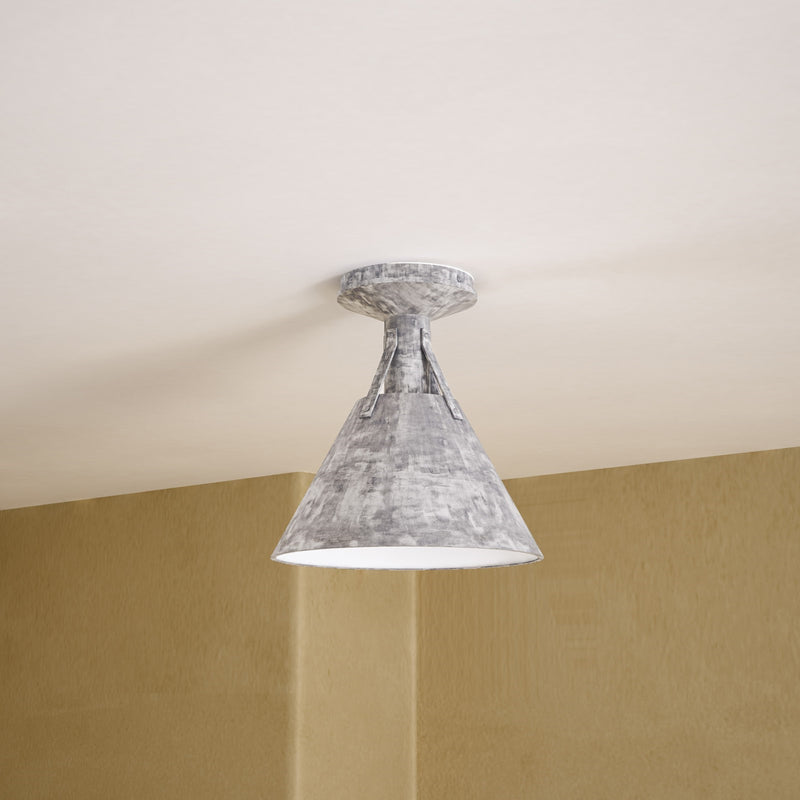 Kuzco Archer 10in 1-Light Flush Mount | Rustic Cottage Steel Shade | Bedroom & Hallway Ceiling Light | 60W E26 Socket | Model FM584811SL