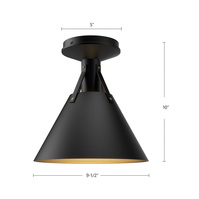 Kuzco Archer 10in 1-Light Flush Mount | Rustic Cottage Steel Shade | Bedroom & Hallway Ceiling Light | 60W E26 Socket | Model FM584811SL
