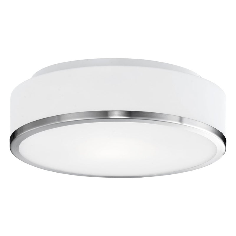 Kuzco Charlie 12in LED Flush Mount | Brushed Nickel and Opal Glass | Bedroom & Hallway Ceiling Light | 1950lm 5CCT Dimmable | Model FM6012-BN
