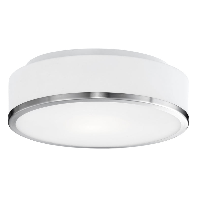 Kuzco Charlie 12in LED Flush Mount | Brushed Nickel and Opal Glass | Bedroom & Hallway | 1950lm 5CCT Selectable Dimmable | Model FM6012-BN-5CCT