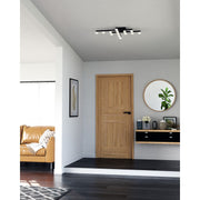 Kuzco Rezz 32in 1-Light LED Flush Mount | Modern Black and Opal Glass | Hallway & Bedroom | 4400lm 3000K 90CRI Dimmable | Model FM63432-BK