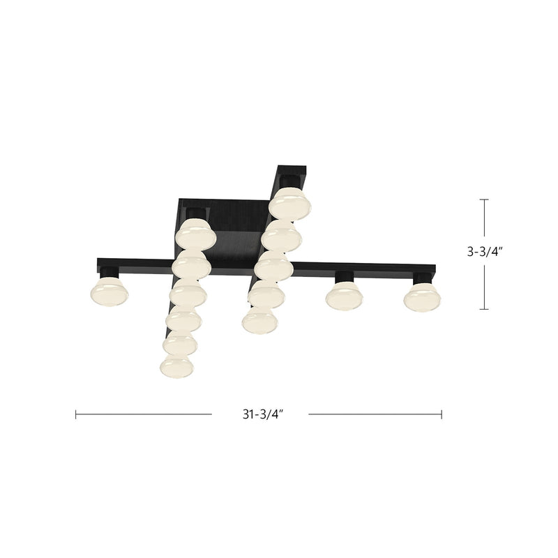 Kuzco Rezz 32in 1-Light LED Flush Mount | Modern Black and Opal Glass | Hallway & Bedroom | 4400lm 3000K 90CRI Dimmable | Model FM63432-BK