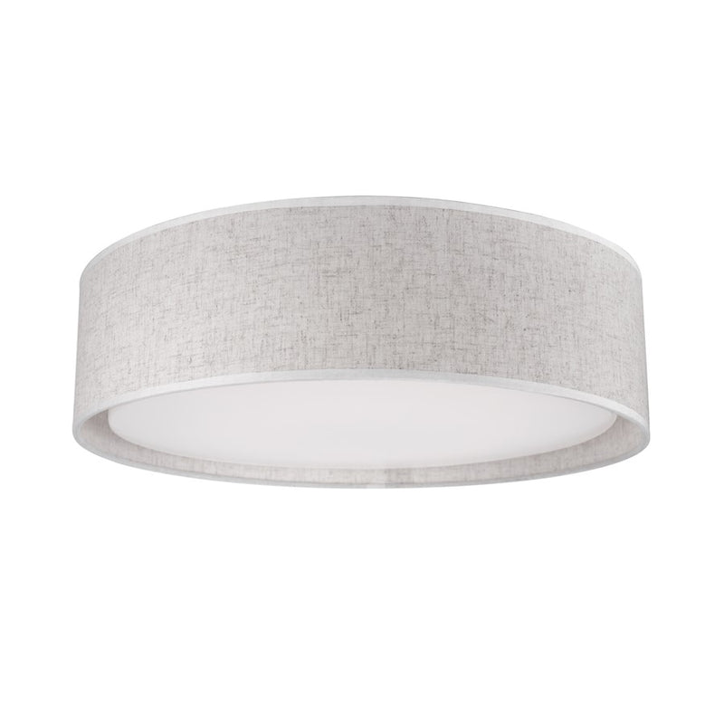 Kuzco Dalton 16in LED Flush Mount | Beige Fabric Shade with White Acrylic Diffuser | Bedroom & Living Room Ambient Light | Model FM7916-BE