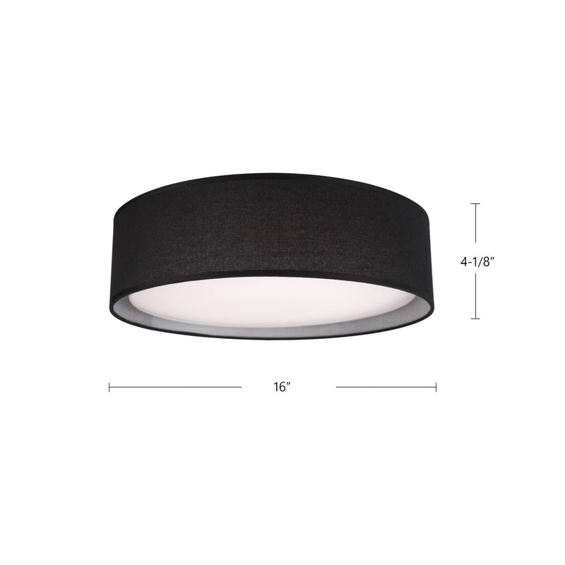Kuzco Dalton 16in LED Flush Mount | Beige Fabric and White Acrylic Diffuser | Bedroom & Hallway Ceiling Light | 2125lm, 5CCT | Model FM7916-BE-5CCT