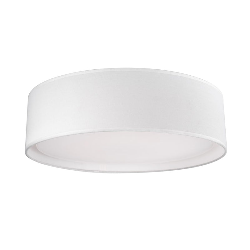 Kuzco Dalton 16in 1-Light LED Flush Mount | Modern White Fabric and White Acrylic Diffuser | Bedroom & Living Room Ceiling Light | Model FM7916-WH