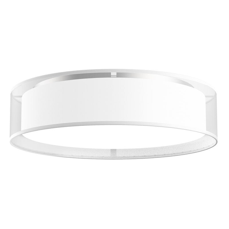 Kuzco Dalton 20in 1-Light LED Flush Mount | Modern White Organza Fabric and White Acrylic Diffuser | Bedroom & Hallway Ceiling | Model FM7920-WOR