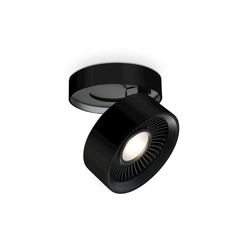 Kuzco Solo 5in 1-Light LED Round Flush Mount | Modern Black Aluminum and Frosted Acrylic | Hallway & Bedroom Ceiling Light | 1500lm | Model FM9405-BK