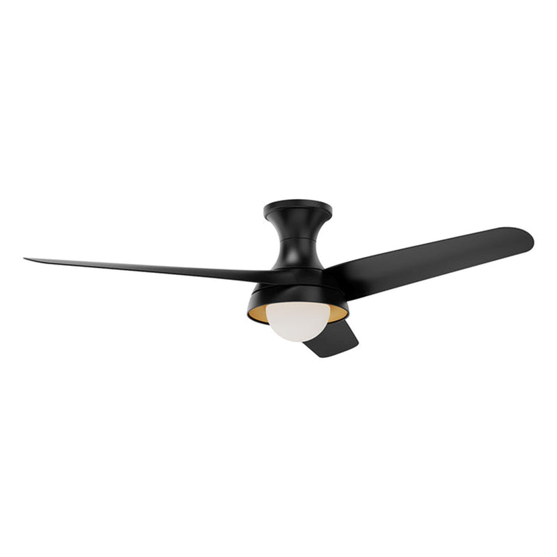 Haus Appeal Navarro-H 54in 3-Blade LED Ceiling Fan | Mid-Century Matte Black Steel and Opal Matte Glass | Living Room & Bedroom | Model HF522054MB