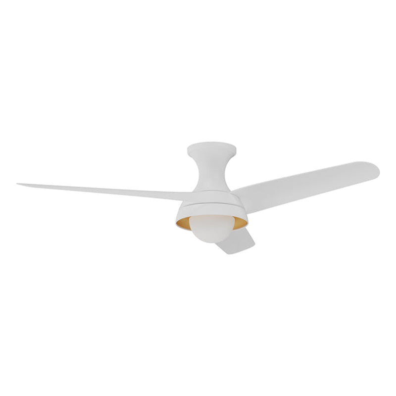 Haus Appeal Navarro-H 54in 3-Blade LED Ceiling Fan | Mid-Century White Steel and Opal Matte Glass | Living Room & Bedroom | Model HF522054WH