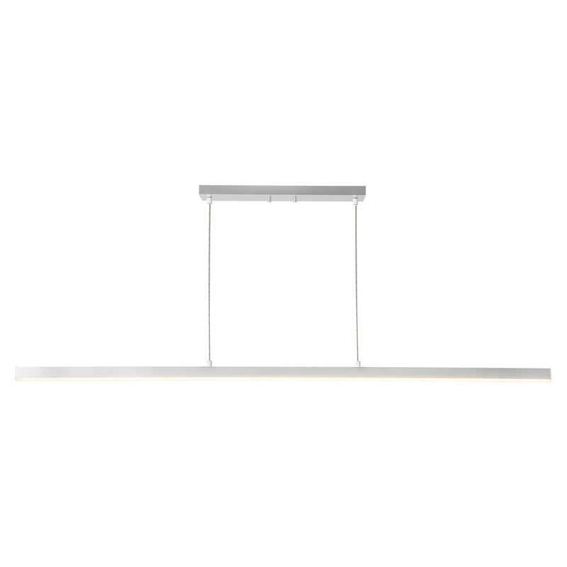 Kuzco Vega 56in 1-Light Linear Pendant | Modern Brushed Nickel and White Acrylic Diffuser | Kitchen Island & Dining Room | Model LP10356-BN