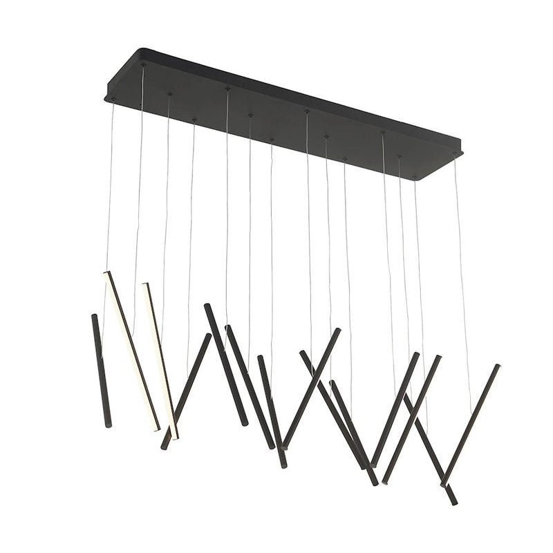 Kuzco Chute 40in LED Linear Pendant | Modern Black Aluminum and White Acrylic Diffuser | Kitchen Island & Dining Room | Model LP14840-BK
