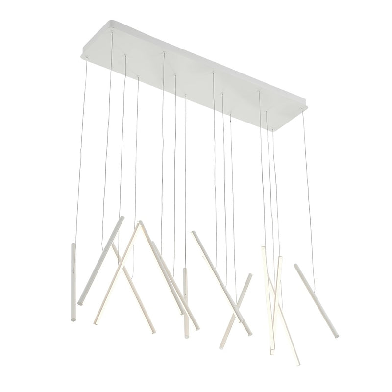 Kuzco Chute 40in LED Linear Pendant | Modern White Aluminum and White Acrylic Diffuser | Kitchen Island & Dining Room | Model LP14840-WH