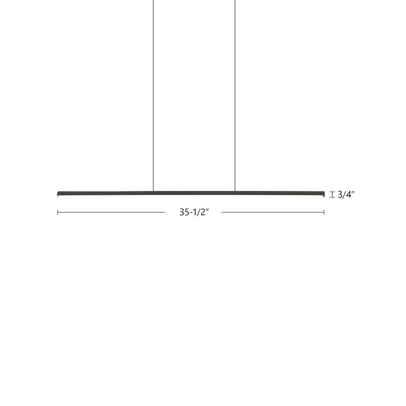 Kuzco Chute 35in LED Linear Pendant | White and White Acrylic Diffuser | Kitchen Island & Dining Room | 35.5 x 0.75 x 0.75 in | Model LP14935-WH