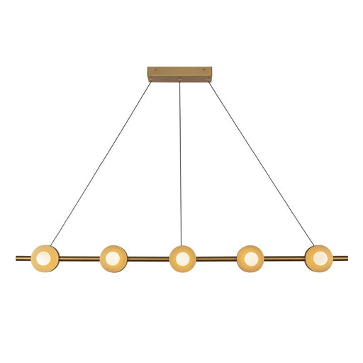 Kuzco Elixir 48" LED Linear Pendant, Brushed Gold/Steel Shade