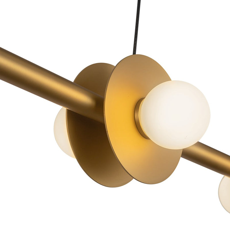Kuzco Elixir 48" LED Linear Pendant, Brushed Gold/Steel Shade