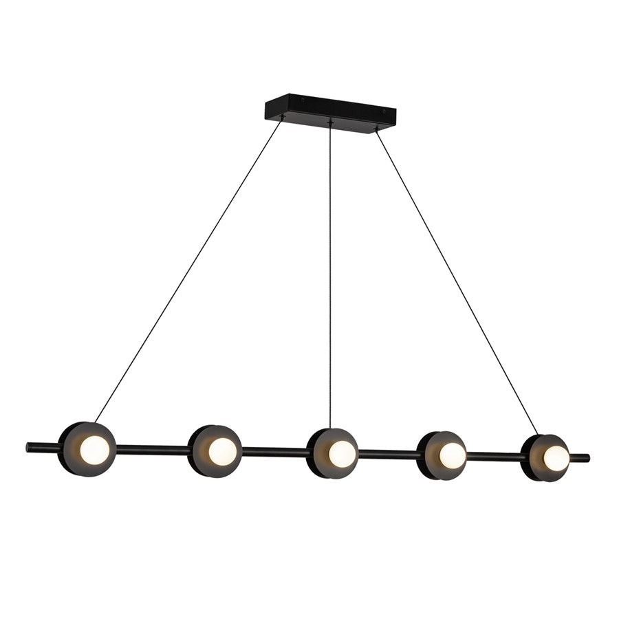 Kuzco Elixir 48" LED Linear Pendant, Black/Steel Shade - LP15548-BK-UNV