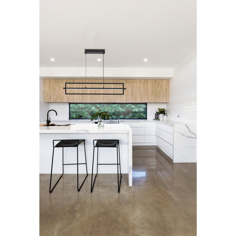 Kuzco Mondrian 36in LED Linear Pendant | Black Steel and Frosted Acrylic Diffuser | Kitchen Island & Dining Room | Model LP16236-BK
