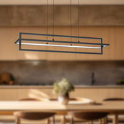 Kuzco Mondrian 36in LED Linear Pendant | Black Steel and Frosted Acrylic Diffuser | Kitchen Island & Dining Room | Model LP16236-BK