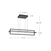Kuzco Mondrian 36in LED Linear Pendant | Black Steel and Frosted Acrylic Diffuser | Kitchen Island & Dining Room | Model LP16236-BK