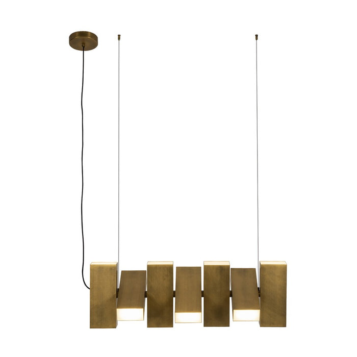 Kuzco Domino 35" LED Linear Pendant, Vintage Brass