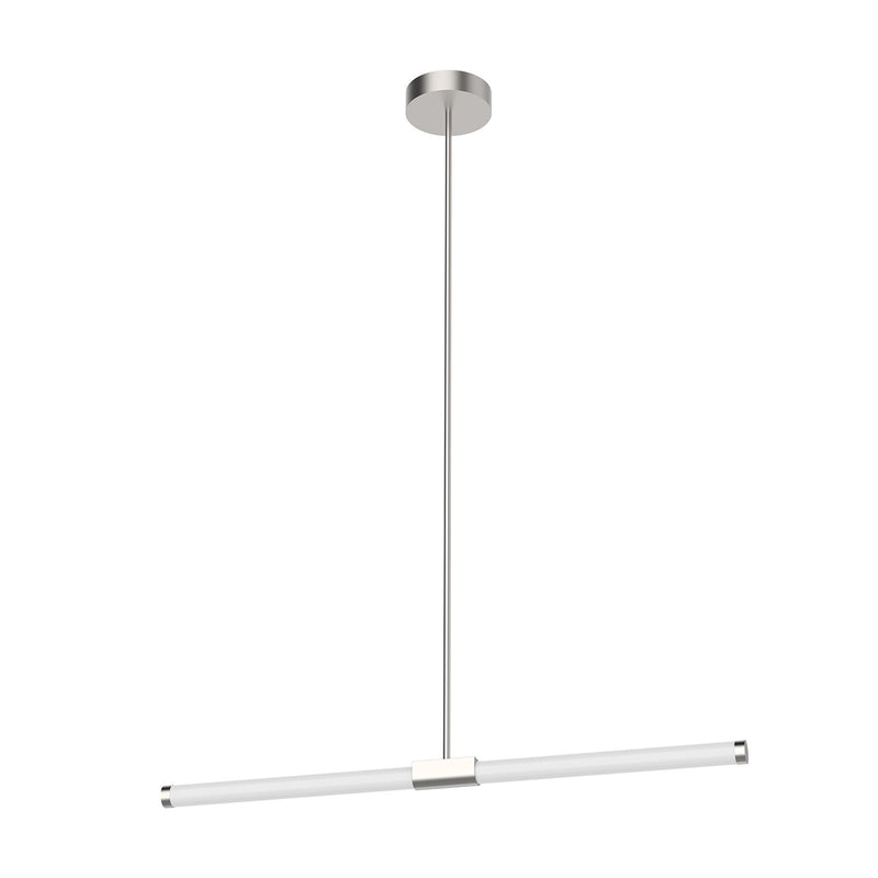 Kuzco Akari 37in 1-Light LED Linear Pendant | Modern Brushed Nickel and Frosted Acrylic Diffuser | Kitchen Island & Dining Room | Model LP18537-BN