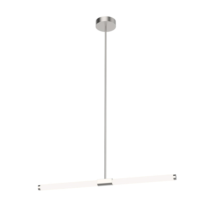 Kuzco Akari 37in 1-Light LED Linear Pendant | Modern Brushed Nickel and Frosted Acrylic Diffuser | Kitchen Island & Dining Room | Model LP18537-BN