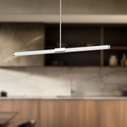 Kuzco Akari 37in 1-Light LED Linear Pendant | Modern Brushed Nickel and Frosted Acrylic Diffuser | Kitchen Island & Dining Room | Model LP18537-BN