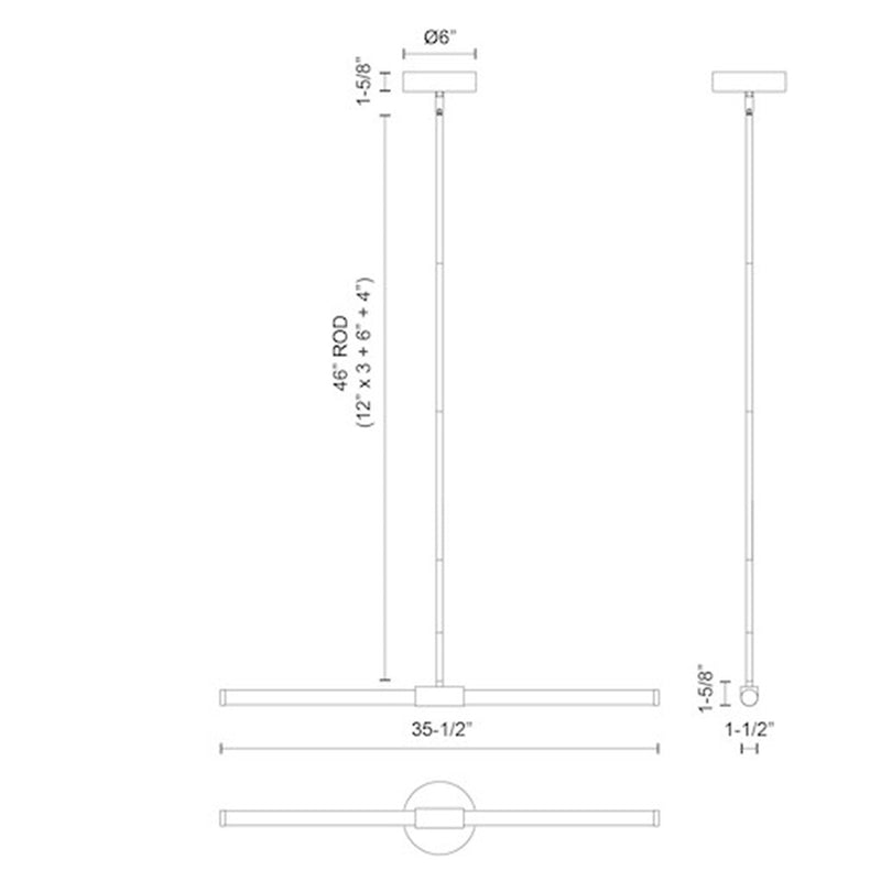 Kuzco Akari 37in 1-Light LED Linear Pendant | Modern Brushed Nickel and Frosted Acrylic Diffuser | Kitchen Island & Dining Room | Model LP18537-BN