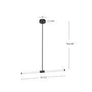 Kuzco Akari 37in 1-Light LED Linear Pendant | Modern Brushed Nickel and Frosted Acrylic Diffuser | Kitchen Island & Dining Room | Model LP18537-BN