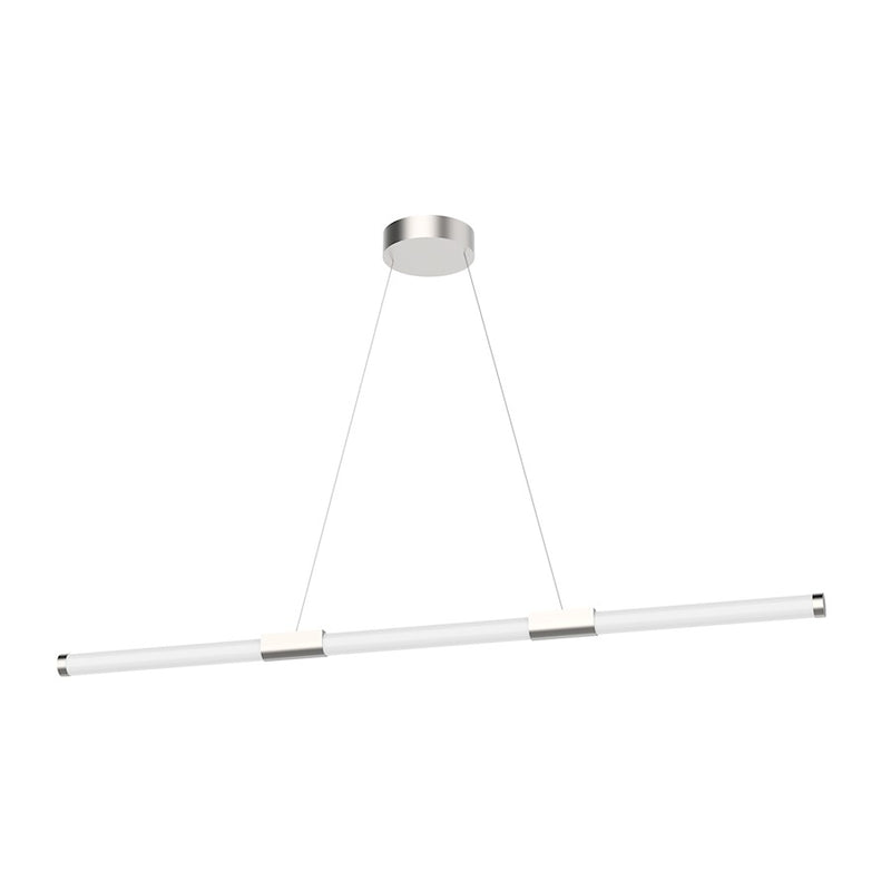 Kuzco Akari 49in 1-Light LED Linear Pendant | Minimalist Brushed Nickel and Frosted Acrylic | Kitchen Island & Dining Room | Model LP18648-BN