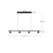 Kuzco Dune 37in 21W LED Linear Pendant | Brushed Nickel and Metalized PC Reflector | Kitchen Island & Dining Room | Model LP19937-BN