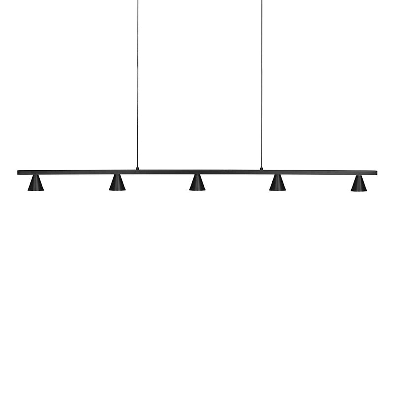 Kuzco Dune 47in 1-Light LED Linear Pendant | Modern Black Aluminum and Metalized PC Reflector | Kitchen Island & Dining Room | Model LP19947-BK