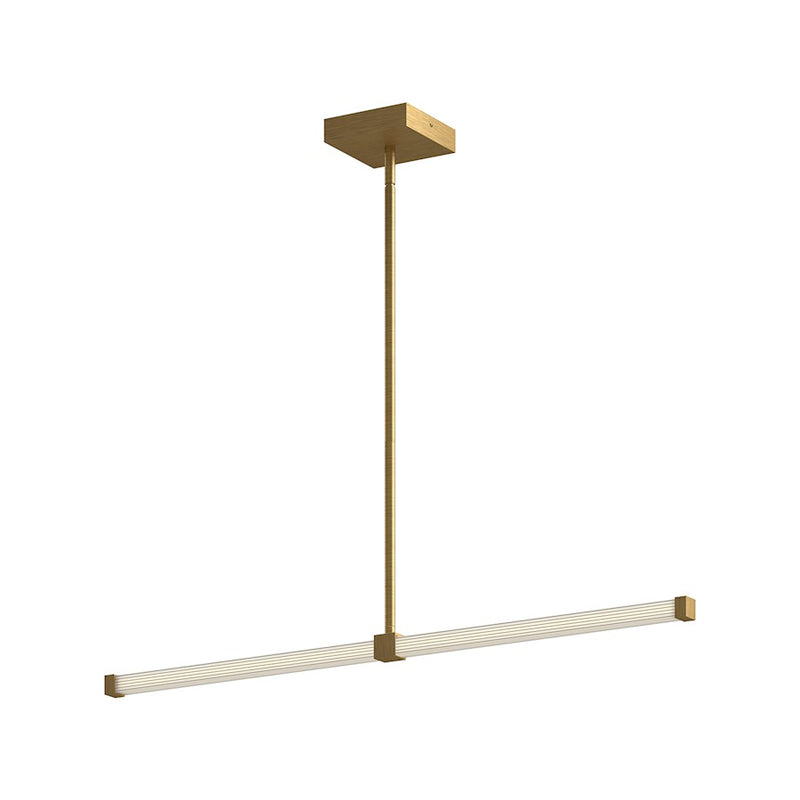 Kuzco Blade 32in 1-Light LED Linear Pendant | Modern Brushed Gold Aluminum and Clear Acrylic | Kitchen Island & Dining Room | Model LP23532-BG