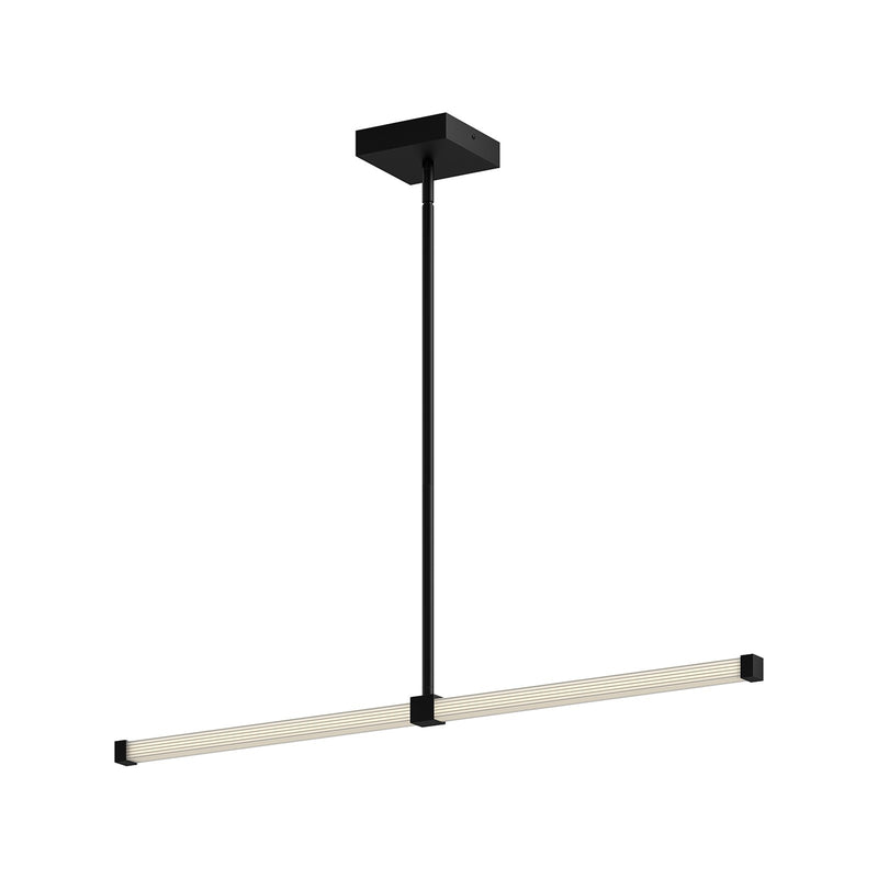 Kuzco Blade 32in 1-Light LED Linear Pendant | Modern Black Aluminum and Clear Acrylic | Kitchen Island & Dining Room | Model LP23532-BK