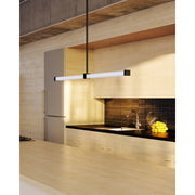 Kuzco Blade 32in 1-Light LED Linear Pendant | Modern Black Aluminum and Clear Acrylic | Kitchen Island & Dining Room | Model LP23532-BK