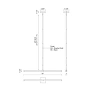 Kuzco Blade 32in 1-Light LED Linear Pendant | Modern Black Aluminum and Clear Acrylic | Kitchen Island & Dining Room | Model LP23532-BK