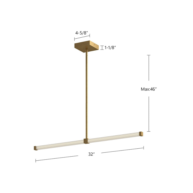 Kuzco Blade 32in 1-Light LED Linear Pendant | Modern Black Aluminum and Clear Acrylic | Kitchen Island & Dining Room | Model LP23532-BK