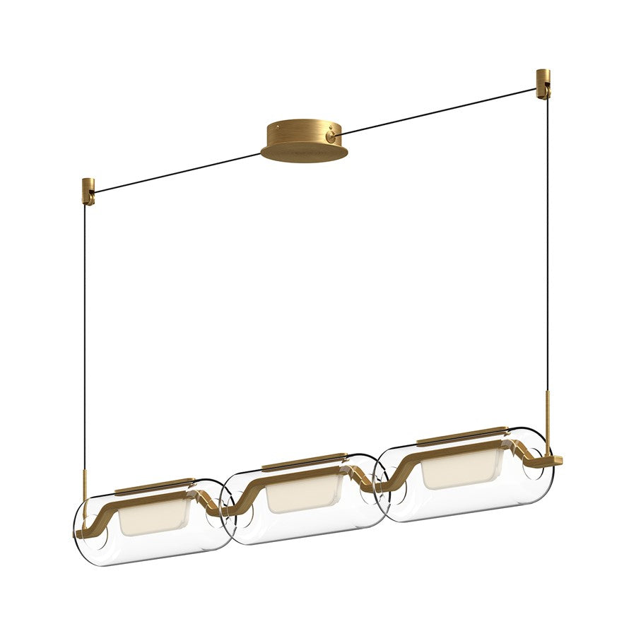Kuzco Hilo 43" LED Linear Pendant, Gold/Clear Glass Shade - LP28543-BG-UNV