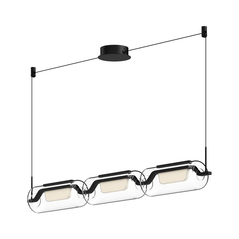 Kuzco Hilo 43" LED Linear Pendant, Black/Clear Glass Shade - LP28543-BK-UNV